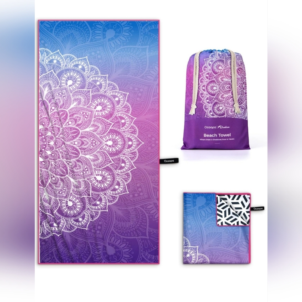 OCOOPA Microfiber Beach Towel, Oversized Travel Towel, Compact Lightweight Beach